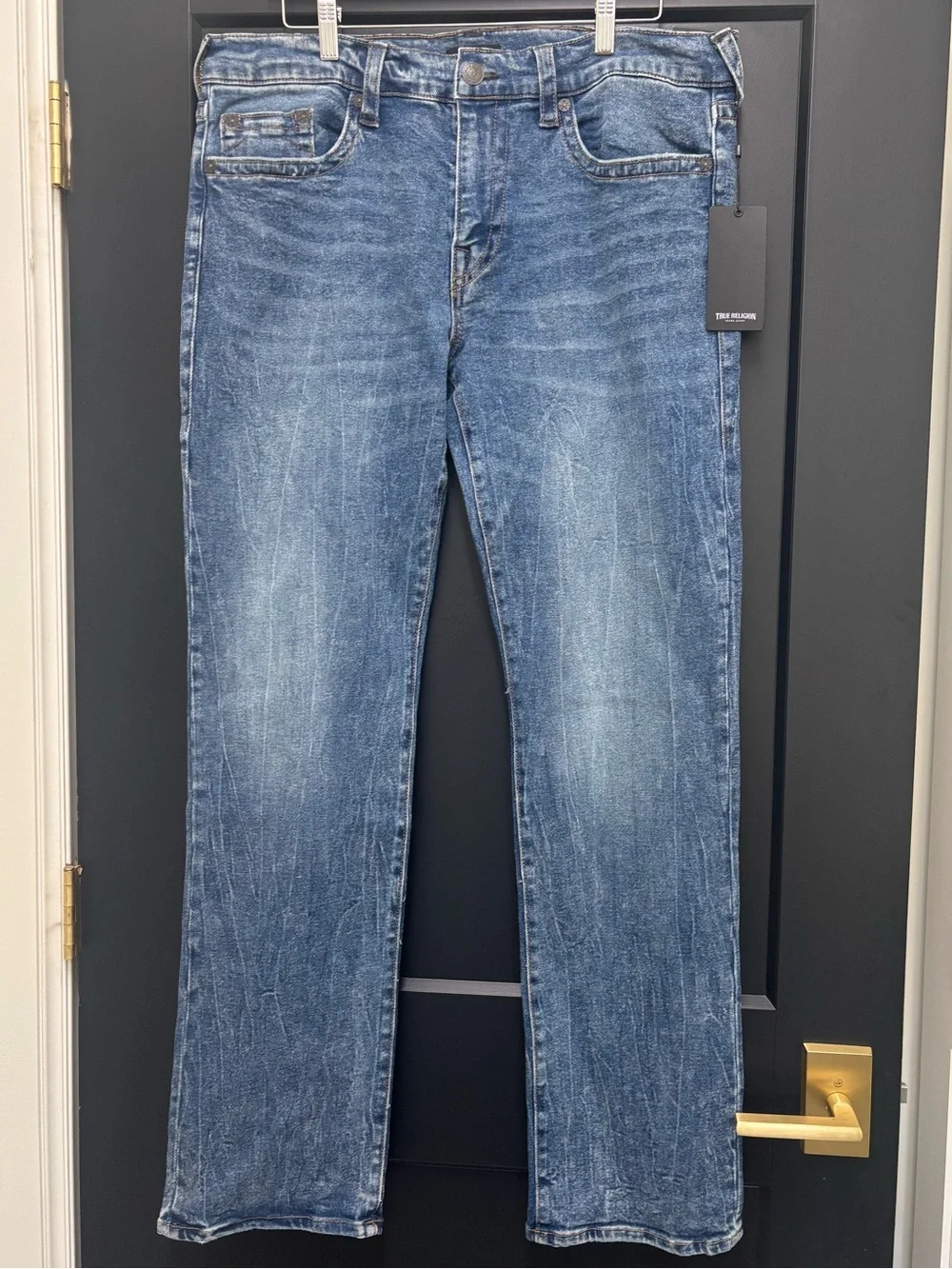 True Religion Ricky Relaxed Straight Jeans Men’s 36 NWT Ghost Wave Medium Wash